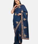 Riva Enterprise Women's Vichitra Silk With Cording Embroidery Work Exclusive Saree