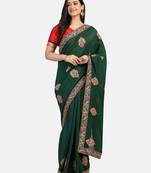 Riva Enterprise Women's Vichitra Silk With Cording Embroidery Work Exclusive Saree