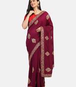 Riva Enterprise Women's Vichitra Silk With Cording Embroidery Work Exclusive Saree