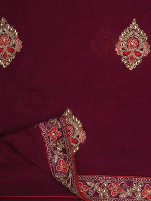 Riva Enterprise Women's Vichitra Silk With Cording Embroidery Work Exclusive Saree 5