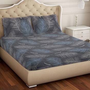 Ridan Cotton Blend Multicolour Double Bed Sheet With Pillow Cover 1