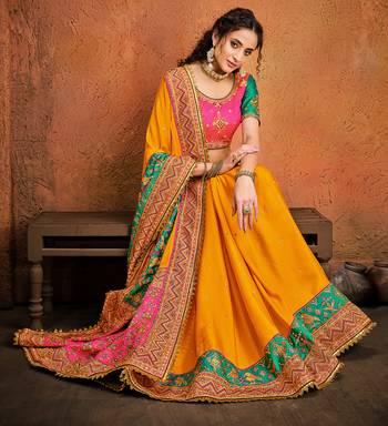 Mustard embroidered satin saree with blouse 2