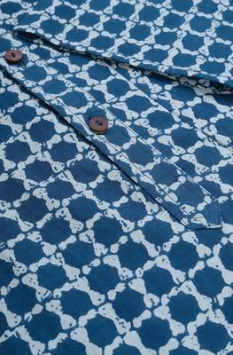 Blue printed cotton men kurtas 5