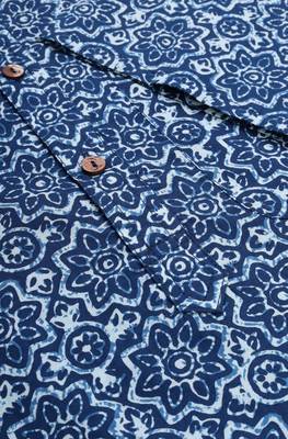 Blue printed cotton men kurtas 5