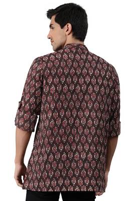 Brown printed cotton men kurtas 5