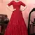 Red sequins georgette Long Gown Evening