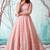Pink foilage print net Evening Long Gown