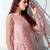 Pink foilage print net Evening Long Gown