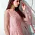 Pink foilage print net Evening Long Gown