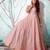 Pink foilage print net Evening Long Gown