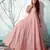 Pink foilage print net Evening Long Gown