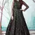 Black foilage print net Evening Long Gown