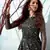 Black foilage print net Evening Long Gown