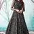 Black foilage print net Evening Long Gown