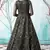 Black foilage print net Evening Long Gown