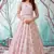 Pink foilage print net Long Gown Evening