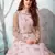 Pink foilage print net Long Gown Evening