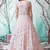 Pink foilage print net Long Gown Evening