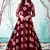 Maroon foilage print net Long Gown Evening