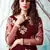 Maroon foilage print net Long Gown Evening