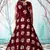 Maroon foilage print net Long Gown Evening