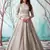 Beige foilage print net Party Wear gown