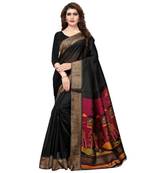 Pre stitched black  saree with unstitched blouse
