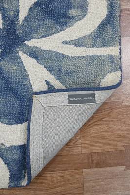 Wool Rug for Living Room/ Hall 2'x 3' Blue 4