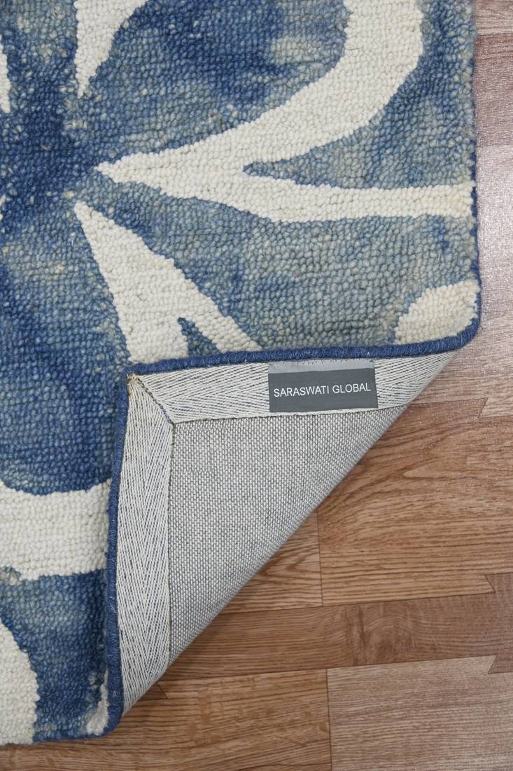 Wool Rug for Living Room/ Hall 2'x 3' Blue