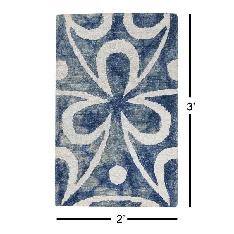 Wool Rug for Living Room/ Hall 2'x 3' Blue