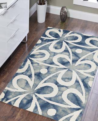Hand Tufted Wool Area Rug 3'x 5' Blue 1