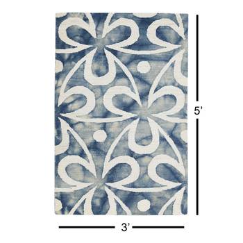 Hand Tufted Wool Area Rug 3'x 5' Blue 5