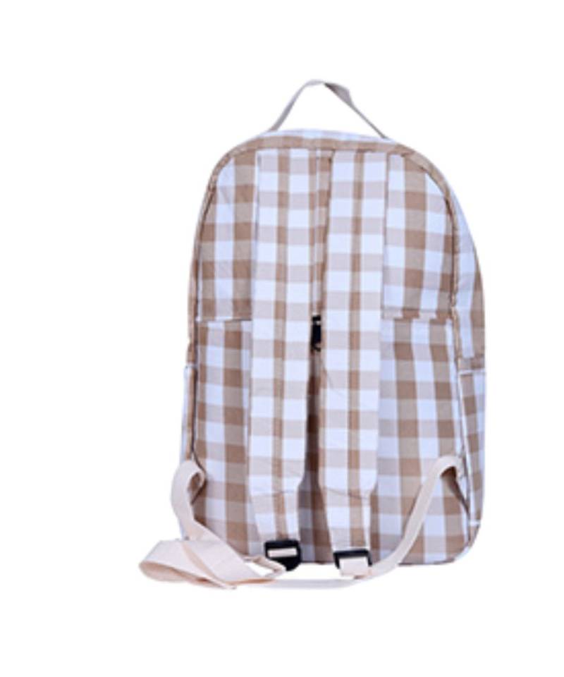 white & cream check school bag backpack bag