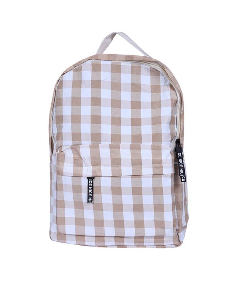 white & cream check school bag backpack bag