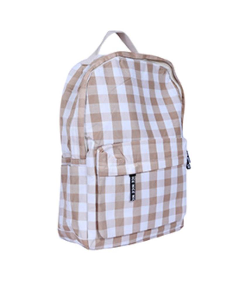 white & cream check school bag backpack bag