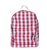 Red &white check school backpack bag