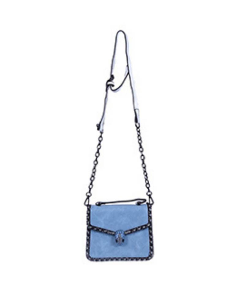 Handbags Snake Head Lock Real Leather Shoulder Chain Bag (Sky blue )