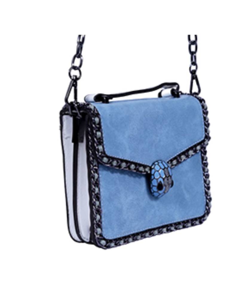 Handbags Snake Head Lock Real Leather Shoulder Chain Bag (Sky blue )