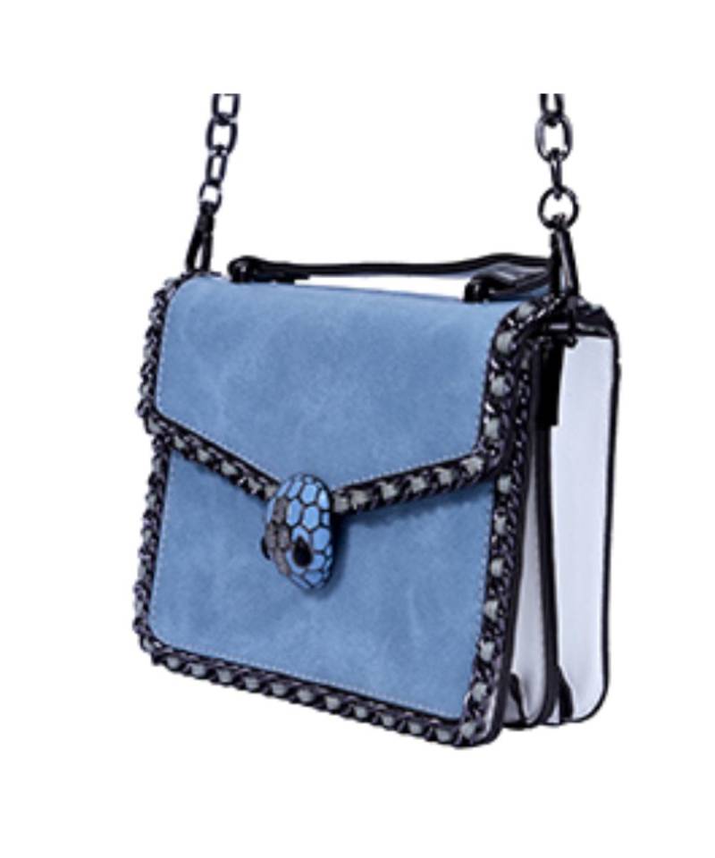 Handbags Snake Head Lock Real Leather Shoulder Chain Bag (Sky blue )