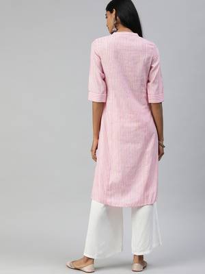Pink embroidered cotton ethnic-kurtis 4