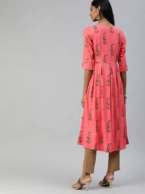 Coral printed rayon ethnic-kurtis 4