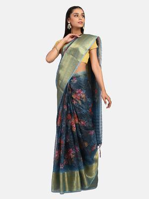 Riva Enterprise Women's Organza Digital Printed Saree 7