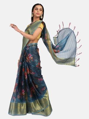 Riva Enterprise Women's Organza Digital Printed Saree 1