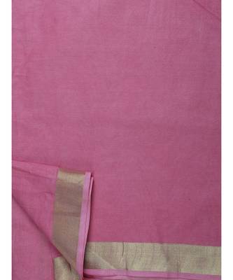 Unitex Fashion Premium Quality Pink Plain cotton LinenSAREE 7