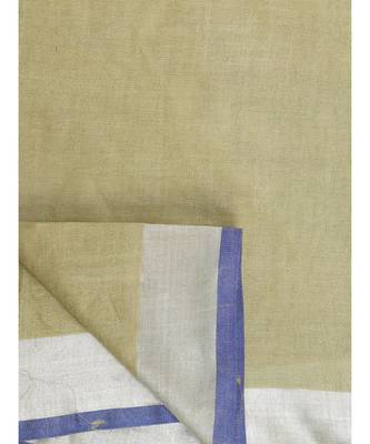 Unitex Fashion Premium Quality Pear Green Plain Cotton Linen SAREE 6