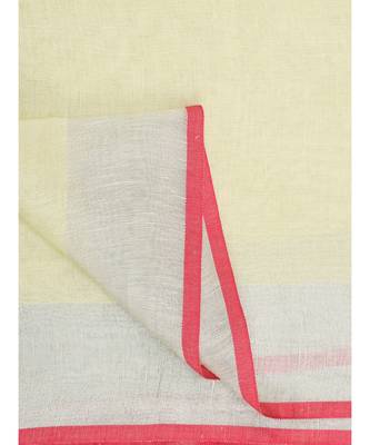 Unitex Fashion Premium Quality Butter Yellow Plain Cotton LinenSAREE 6