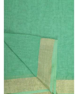 Unitex Fashion Premium Quality Dark Mint green Cotton LinenSAREE 6