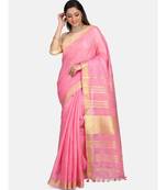 Unitex Fashion Premium Quality Pink cotton linenSAREE