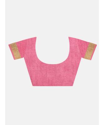 Unitex Fashion Premium Quality Pink cotton linenSAREE 5