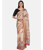 Unitex Fashion Premium Quality Beige Floral digital print SAREE